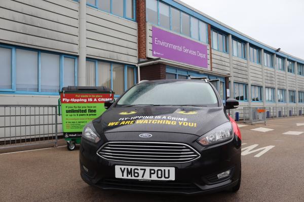 The new ‘EnviroCrime’ car, wrapped in anti fly-tipping decals