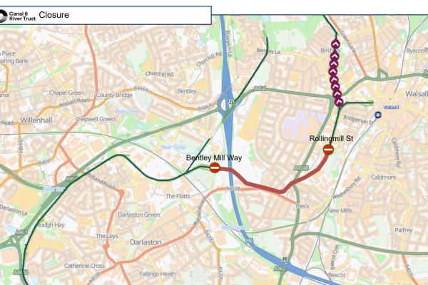 Map of the red zone area - Walsall Canal