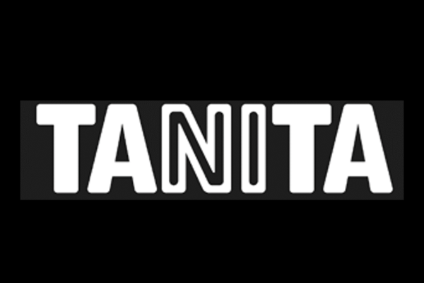 White Tanita text logo on a black background.