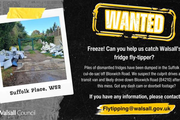 ‘WANTED’ poster, calling for information on the fly-tipping incidents