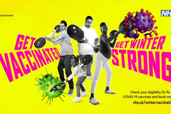 Image reads - get vaccinated, get winter strong.