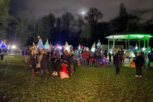 Image depicts attendees at Willenhall Park Christmas Festival.