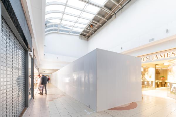 Inside a shopping centre that is being refurbished