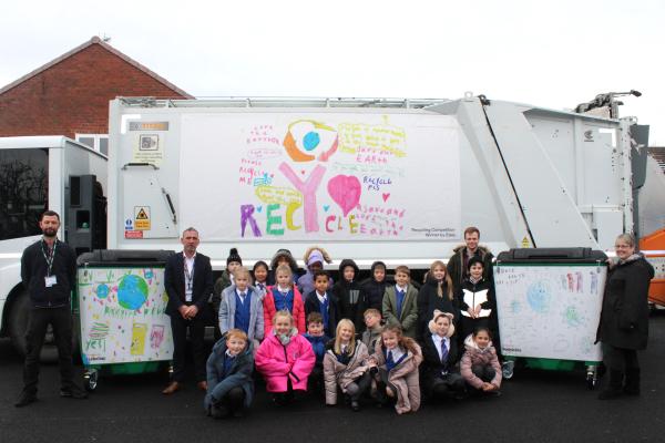 Keystage 3 pupils with the councils fly-tipping and recycling education officers
