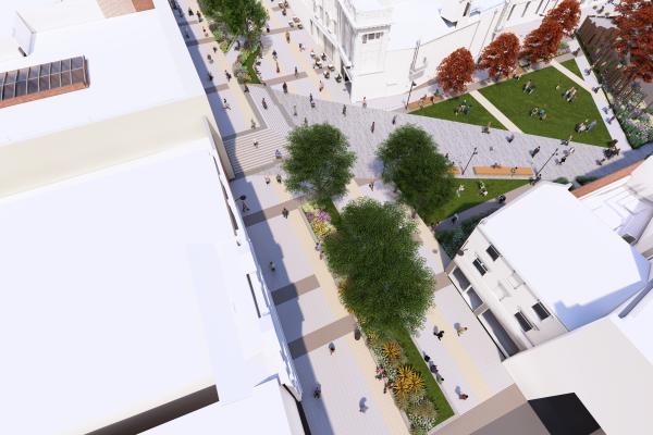 An aerial view of Walsall town centre