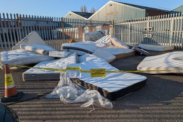 Fly-tipped mattresses on Northgate Way, Aldridge