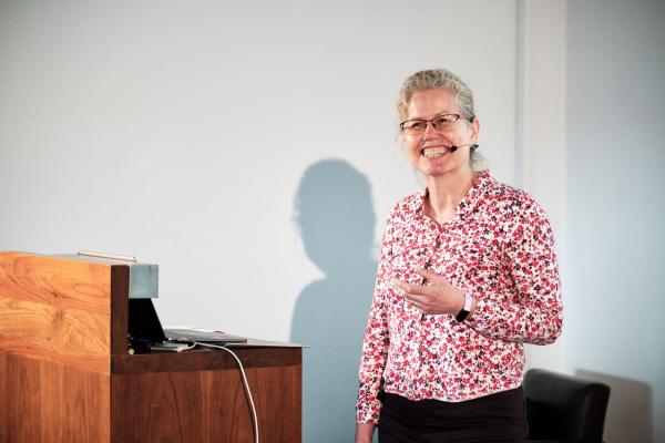Anne Scrimshaw presents to an audience