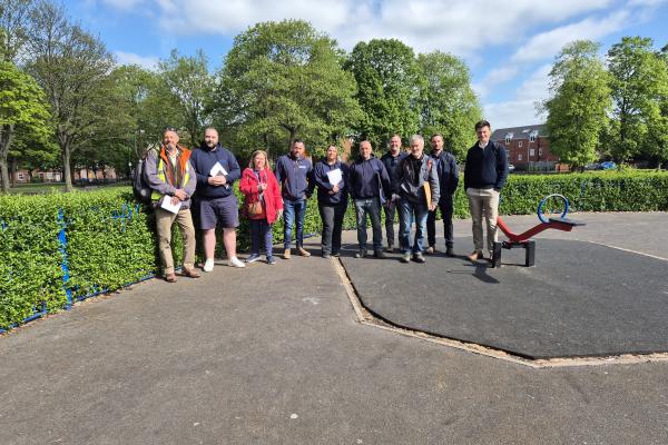 A group of people in a park