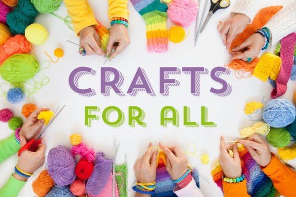 people's hands knitting and crocheting with brightly coloured yarn