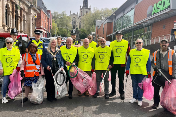 Litter pickers in Walsall Town Centre
