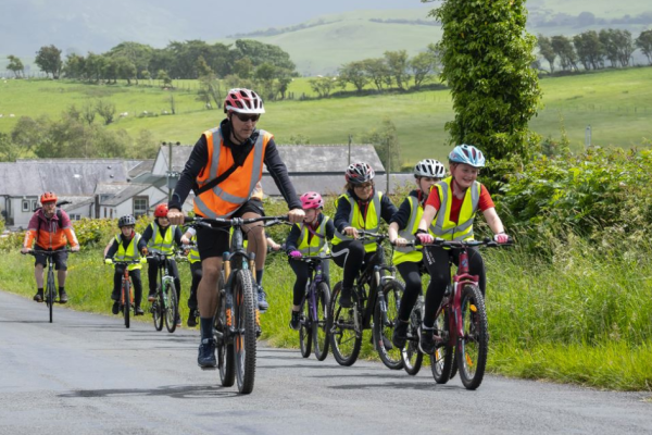 A group of bikers on the road