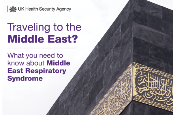 Image reads Travelling to the Middle East? What you need to know about Middle East Respiratory Syndrome.