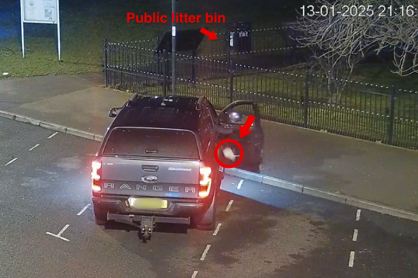 Mr Mitchell Hedges of Pelsall, dumping litter on Pelsall High Street