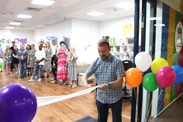 Councillor Hicken opening Our Place on 30 June 2025