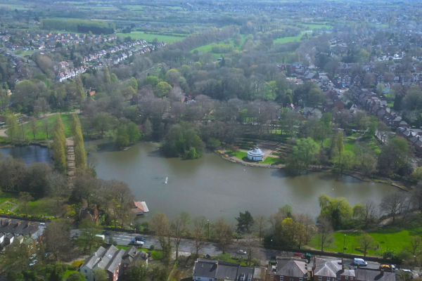 Aerial view of Walsall Arboretum