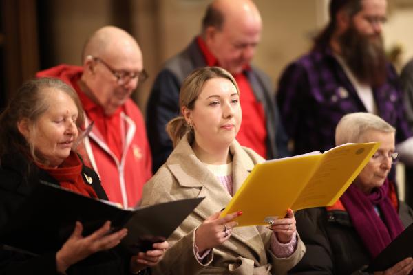 People singing in a church