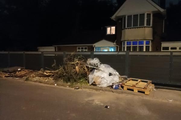 Fly-tipping on Bescot Drive before EnviroCrime intervention