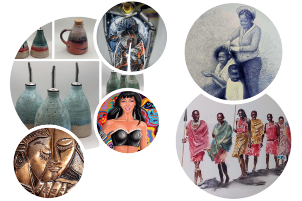 A selection of artworks and artefacts from Walsall Society of Artists members
