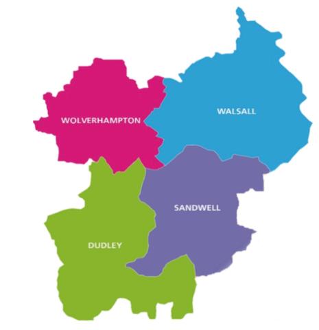 Black country regions- Walsall, Sandwell, Dudley, and Wolverhampton