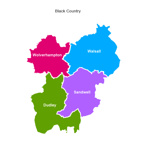 Black country regions - Walsall, Sandwell, Dudley, and Wolverhampton